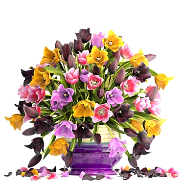 Spring Blooms Collection: Vibrant Tulip Bouquet 3D model image 1 