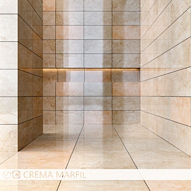 Elegant Crema Marfil Marble Tiles 3D model image 1 