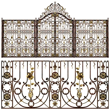 Elegant Forged Gates & Fences 3D model image 1 