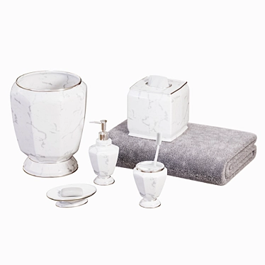 Faux Marble Bath Set: Elegant Accessories 3D model image 1 