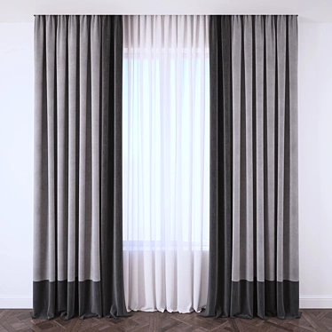Elegant Sheer White Curtain 3D model image 1 