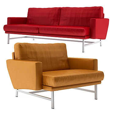 Sleek Lissoni 2-Seat Sofa 3D model image 1 
