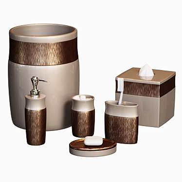 Elegant Magnolia Bathroom Set 3D model image 1 