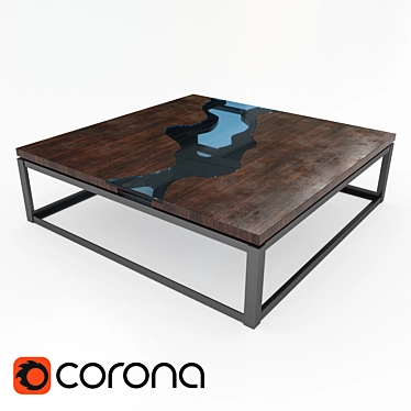 Natural Wood River Coffee Table 3D model image 1 