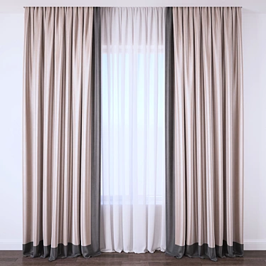 Stylish Window Curtains 3D model image 1 