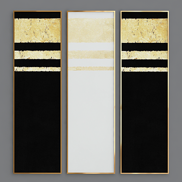 Golden Abstract Triptych 3D model image 1 