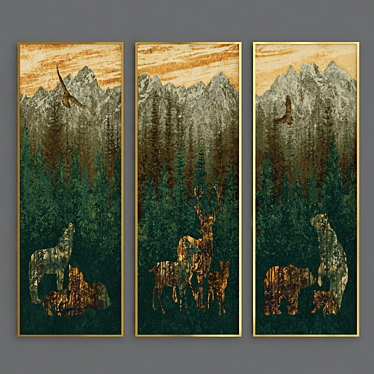 Golden Forest Wildlife Art 3D model image 1 