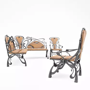 Elegant Outdoor Seating Set 3D model image 1 