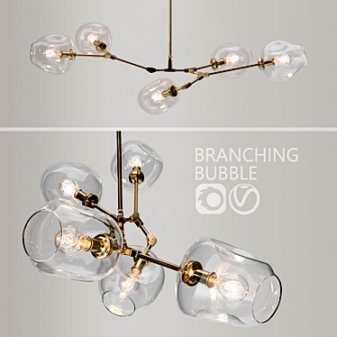Sleek Bubble Branch 5-Lamp 3D model image 1 