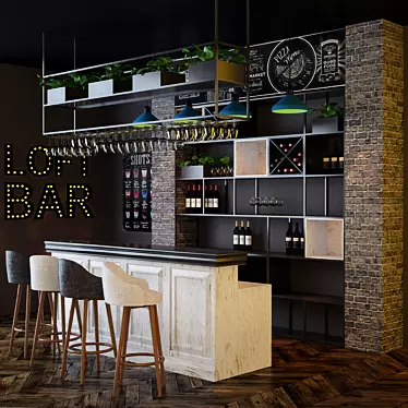 Modern Loft Bar Set 3D model image 1 