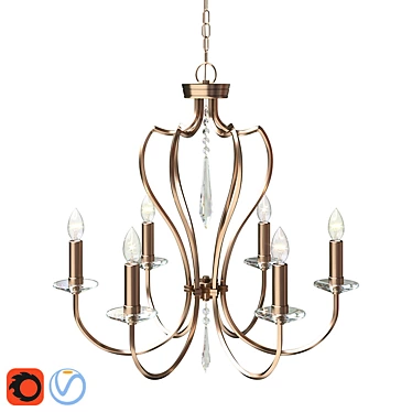 Elegant Pimlico Chandelier - 6-Light 3D model image 1 