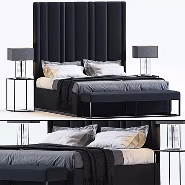 Elegant Bed and Furniture Set 3D model image 1 
