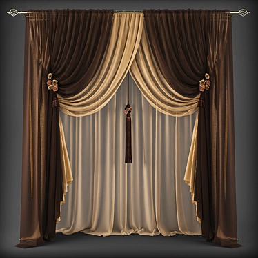 Classic Style Curtains 3D model image 1 