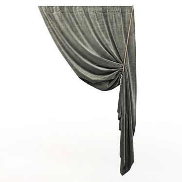 Elegant Window Curtain with Ties 3D model image 1 