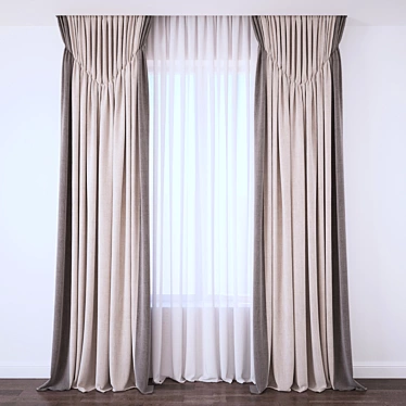 Elegant Window Drapes 3D model image 1 