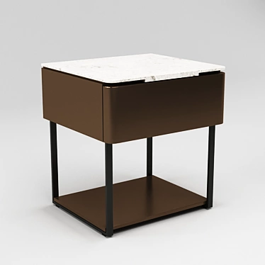 Bronze Metal Bedside Table with Stone Top 3D model image 1 