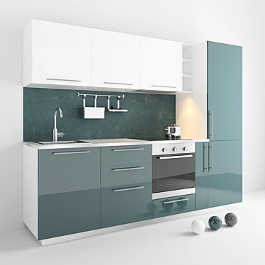 Modern IKEA METOD Kitchen Set - 3 Colors 3D model image 1 