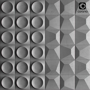 WOW MOON & NILO: Modern Tiles in Ice White & Graphite 3D model image 1 