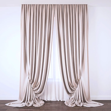 Elegant Lace Curtain 3D model image 1 