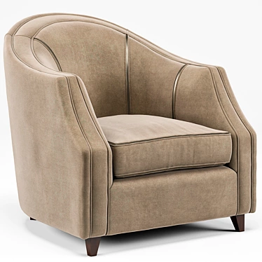 Camel Velvet Round Seamed Armchair 3D model image 1 