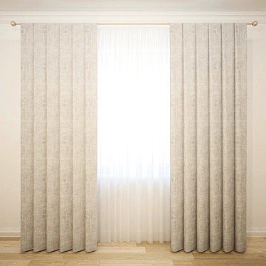 Elegant Lace Curtains 3D model image 1 