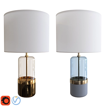 Gleaming glass & metallic mix: Large Table Lamp 3D model image 1 