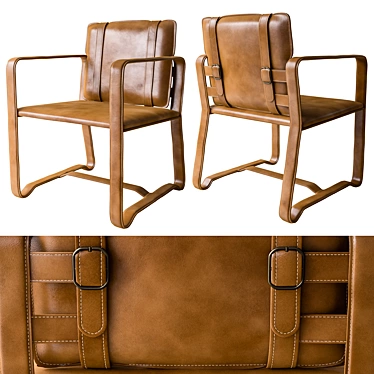 Safari Leather Belt Chair: Timeless Appeal 3D model image 1 