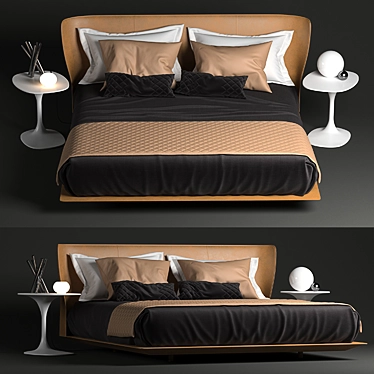 Elegant Alys Bed & Accessories 3D model image 1 