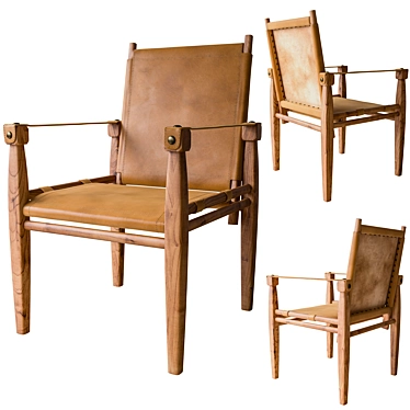 Timeless Leather Safari Chair 3D model image 1 