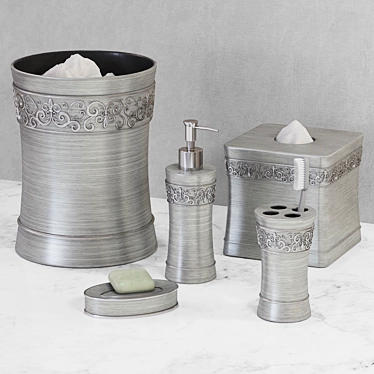 Elegant Silver Bath Set 3D model image 1 