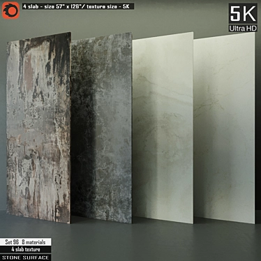 High-Res Stone Slab Set 3D model image 1 