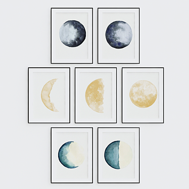 Lunar Reflections: 80x60 Moon Painting 3D model image 1 