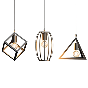 Black Retro Pendant Lamp 3D model image 1 