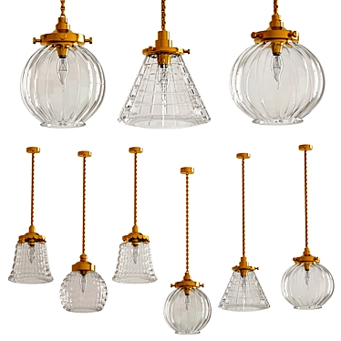 Elegant Glass Pendant Lamp 3D model image 1 