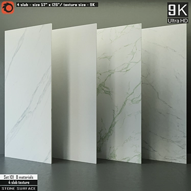 Premium Stone Slab Set - High-Resolution Texture & 8 CORONA Materials 3D model image 1 