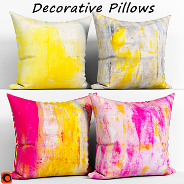 Decorative Pillow Set - Yellow and Gray 3D model image 1 