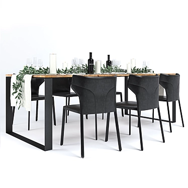 Natuzzi Pi Greco Dining Set with Ivy and Nagei Branches 3D model image 1 