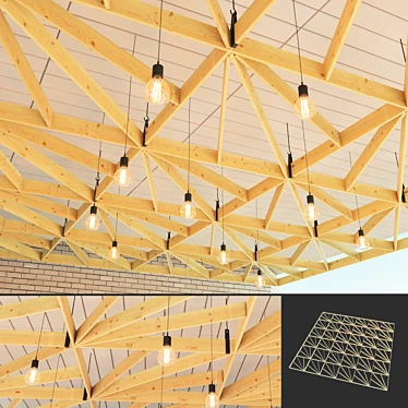 Wooden Suspended Ceiling Kit 3D model image 1 