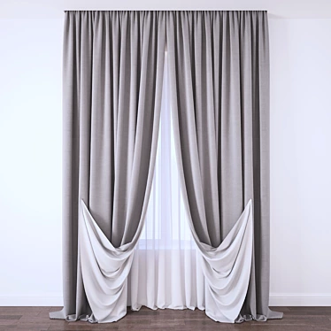 Elegant Drapery Curtain 3D model image 1 