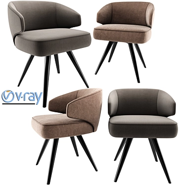 Sleek Steel Swivel Chair 3D model image 1 