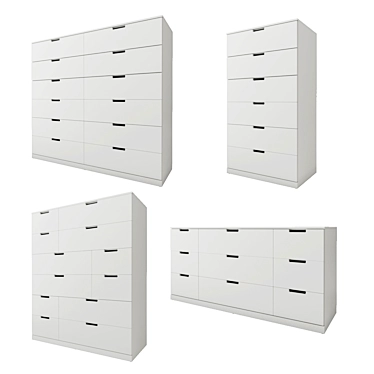 NORDLEY Ikea 01: White Chest of Drawers, Multiple Sizes 3D model image 1 