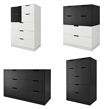 NORDLEY Chest of Drawers: 7 Drawers, White/Anthracite, 80x122 cm 3D model image 1 
