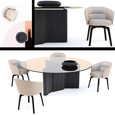 Elegant Lou Table & Amelie Chair 3D model image 1 