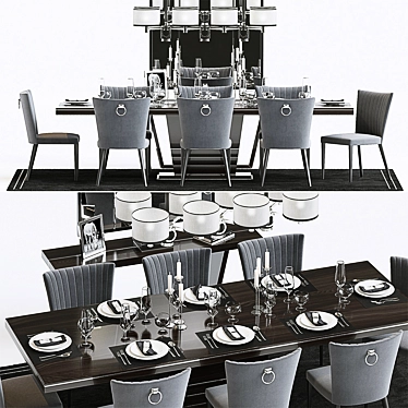 Elegant Home Set: Milady Chair, Langham Table, Sabine Chandelier 3D model image 1 
