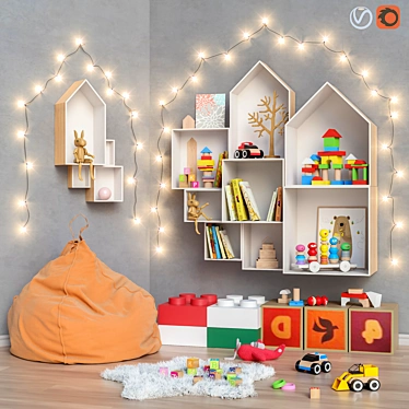 Kids Furniture and Toy Set 3D model image 1 