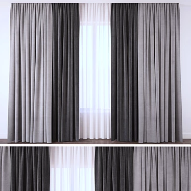 Elegant Window Drapes 3D model image 1 