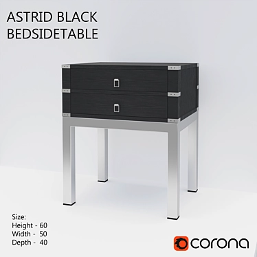 Sleek Black Bedside Table 3D model image 1 