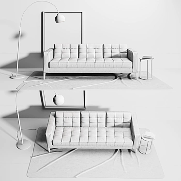 Luxury AcLounge Leather Sofa Set 3D model image 1 