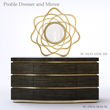 Sophisticated Bernhardt Profile Dresser and Mirror 3D model image 1 