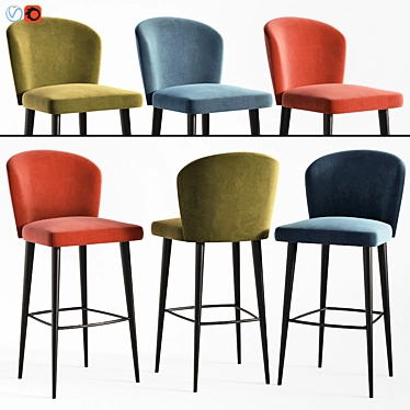 Elegant Minotti Aston Barstool 3D model image 1 